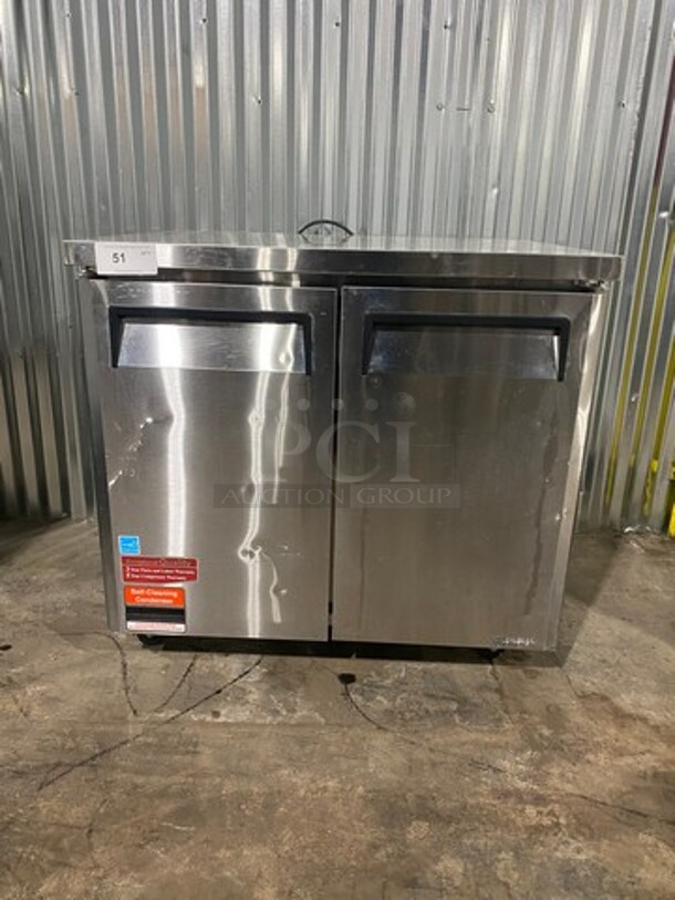 Turbo Air Commercial Under The Counter 2 Door Freezer! With Poly Coated Racks! All Stainless Steel! Model MUF36 Serial MU3FB10026! 115V! On Casters! - Image 1 of 9