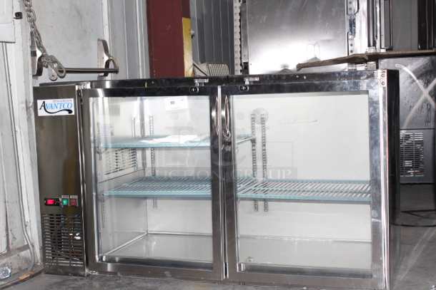 BRAND NEW SCRATCH & DENT! Avantco UBB-60-GT-G-S 60" Stainless Steel Underbar Height Narrow Glass Door Back Bar Refrigerator with Galvanized Top and LED Lighting. Door hinges need to be adjusted. Tested. WORKS PERFECT!!  - Image 7 of 10
