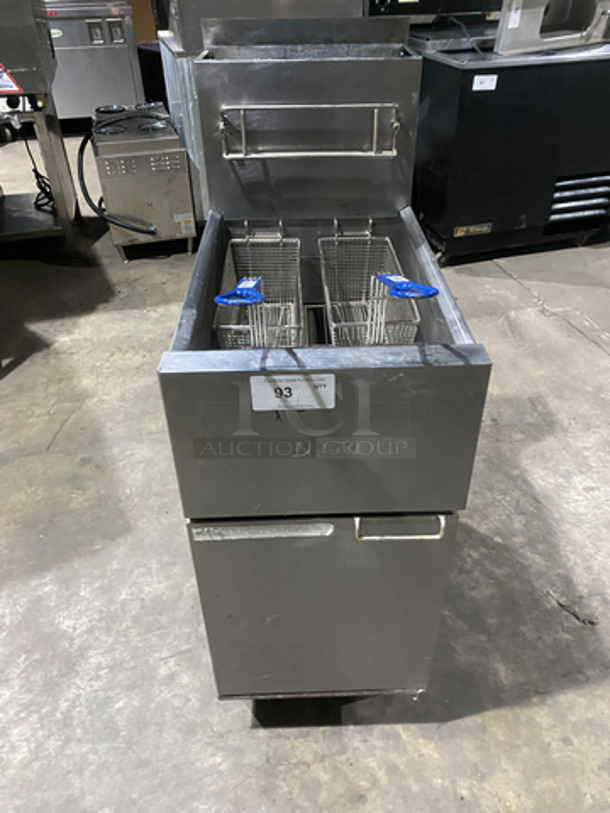 Dean Commercial Natural Gas Powered Deep Fat Fryer! With Backsplash! All Stainless Steel! On Legs! Model: SR42GN SN: 1410MA0813 - Image 1 of 9