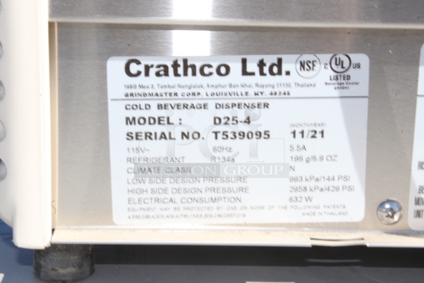 BRAND NEW SCRATCH & DENT! Crathco D25-4 Classic Bubbler Series Double 5 Gallon Bowl High Impact Plastic Refrigerated Beverage Dispenser. Missing the Bowls. S/N: T539095 - Image 5 of 6