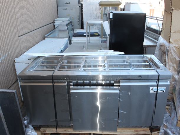 BRAND NEW SCRATCH & DENT! Avantco SS-CFT-72-HC 72" Stainless Steel Refrigerated Salad Bar / Cold Food Table. Middle door needs new hinges. - Image 5 of 5
