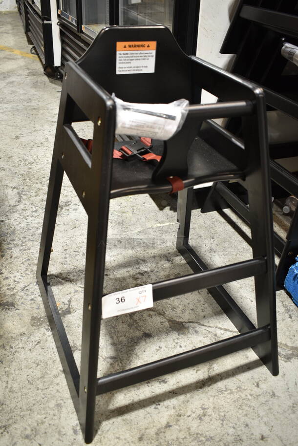 7 BRAND NEW SCRATCH AND DENT! Lancaster Table & Seating 164WHCASBK Standard Height Wooden High Chair with Black Finish - Assembled. See Pictures for Damgage. 7 Times Your Bid! - Image 3 of 8