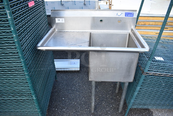 Stainless Steel Commercial Single Bay Sink w/ Left Side Drain Board. 39x24x45. Bay 18x18x14. Drain Board 16x20x1 - Image 1 of 6