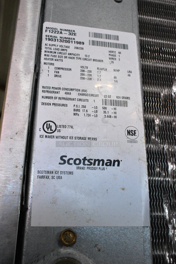 2019 Scotsman F1222A-32E Ice Head on Stainless Steel Commercial Ice Bin w/ Portable Ice Cart. 208/230 Volts, 1 Phase.  - Image 7 of 7