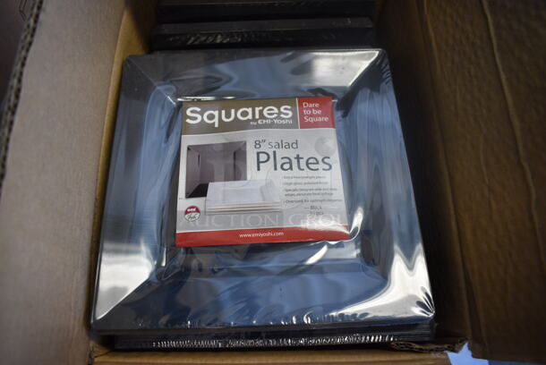 ALL ONE MONEY! Lot of 56 Packs of 10 BRAND NEW IN BOX Yoshi Squares Black Plastic Plates. Total of 560. 8x8x1