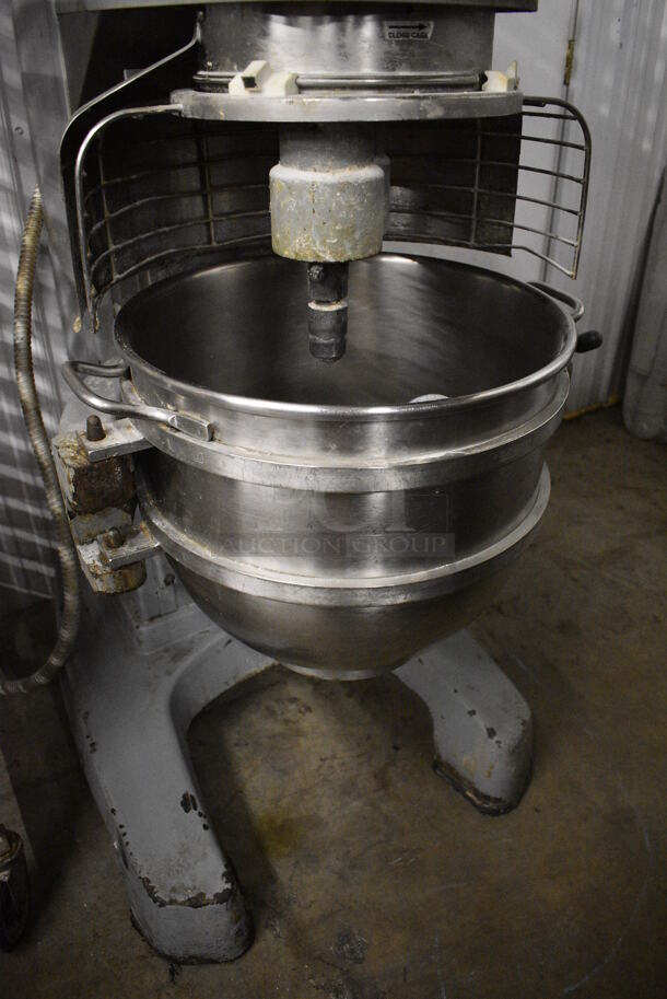 Hobart Legacy Model HL662 Metal Commercial 60 Quart Planetary Dough Mixer w/ Stainless Steel Mixing Bowl, Bowl Guard and Dough Hook Attachment. 200-240 Volts, 1/3 Phase. 29x39x62   - Image 7 of 10