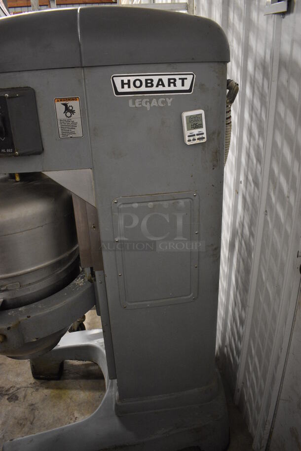 Hobart Legacy Model HL662 Metal Commercial 60 Quart Planetary Dough Mixer w/ Stainless Steel Mixing Bowl, Bowl Guard and Dough Hook Attachment. 200-240 Volts, 1/3 Phase. 29x39x62   - Image 10 of 10