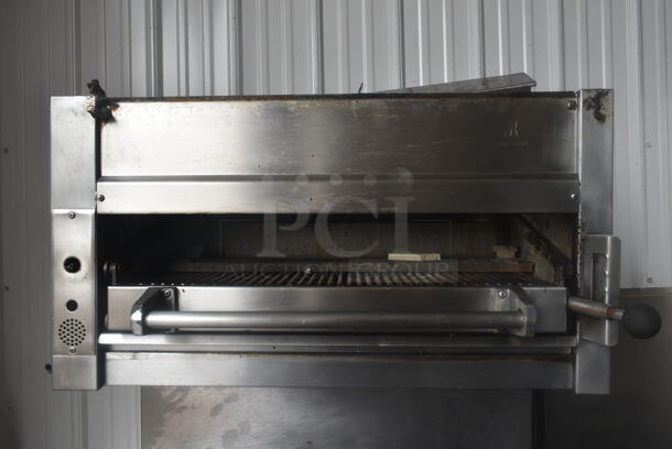 Jade Range Stainless Steel Commercial Natural Gas Powered 2 Tier 6 Burner Range w/ Oven, Salamander Cheese Melter and Back Splash. - Image 4 of 8