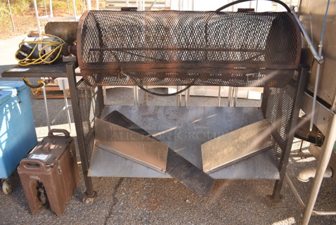 Metal Commercial Rotating Roaster Grill w/ Rotisserie Motor. 69x22x51