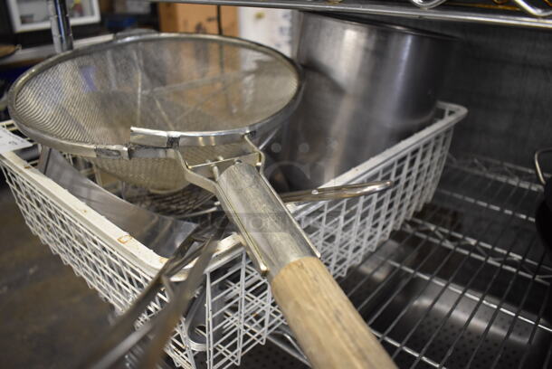 ALL ONE MONEY! Lot of Various Utensils and Metal Bin in Wire Basket - Image 2 of 4
