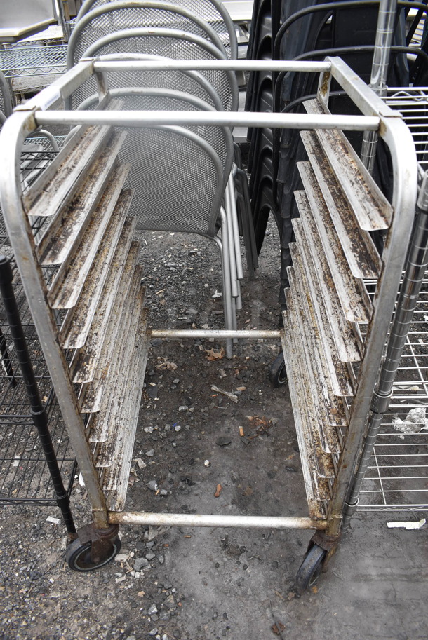 Metal Commercial Pan Transport Rack on Commercial Casters. 20.5x26x39