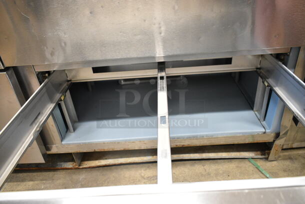 Delfield Stainless Steel Commercial Sandwich Salad Prep Table Bain Marie Mega Top w/ 4 Drawers and Over Shelf. 115 Volts, 1 Phase. Tested and Working! - Image 7 of 9