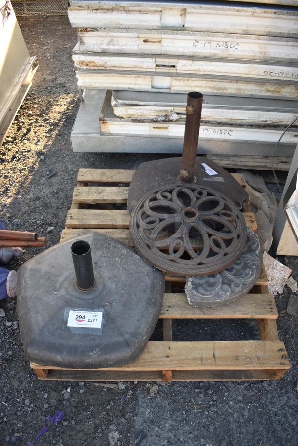 PALLET LOT OF 3 Various Patio Umbrella Stands. - Image 1 of 3