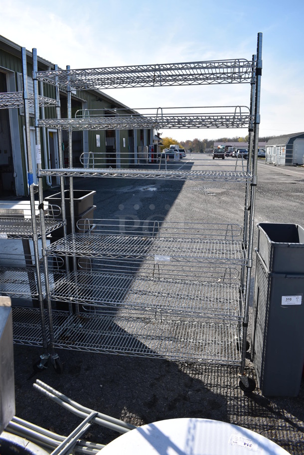 Chrome Finish 6 Tier Wire Shelving Unit on Commercial Casters. BUYER MUST DISMANTLE. PCI CANNOT DISMANTLE FOR SHIPPING. PLEASE CONSIDER FREIGHT CHARGES. 48x19x76.5 - Image 3 of 4