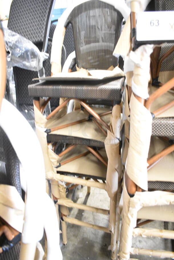 10 BRAND NEW SCRATCH AND DENT! Lancaster Table & Seating 427BSFRBSBRN Bistro Series Brown Teslin Outdoor Side Barstool. 10 Times Your Bid! - Image 4 of 7