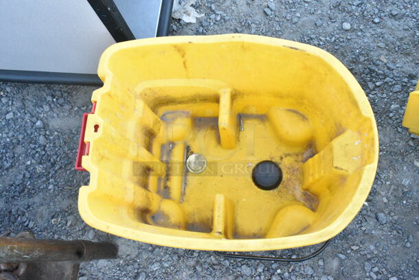 Yellow Poly Mop Bucket w/ Wringing Attachment on Casters.  - Image 5 of 6