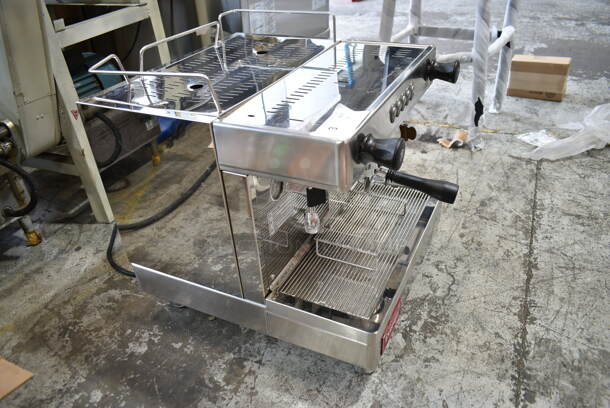 BRAND NEW SCRATCH AND DENT! Estella 236ECEM1 Stainless Steel Commercial Countertop Single Group Automatic Espresso Machine w/ Portafilter and Steam Wand. 110-120 Volts, 1 Phase.  - Image 3 of 8