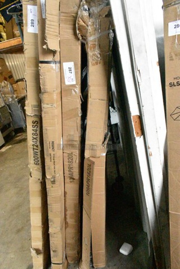 2 BRAND NEW SCRATCH AND DENT! Regency 109APR1820L 20 Pan End Load Bun / Sheet Pan Rack with Non-Marking Casters - Unassembled. May Be Missing Pieces. 2 Times Your Bid!  - Image 2 of 4