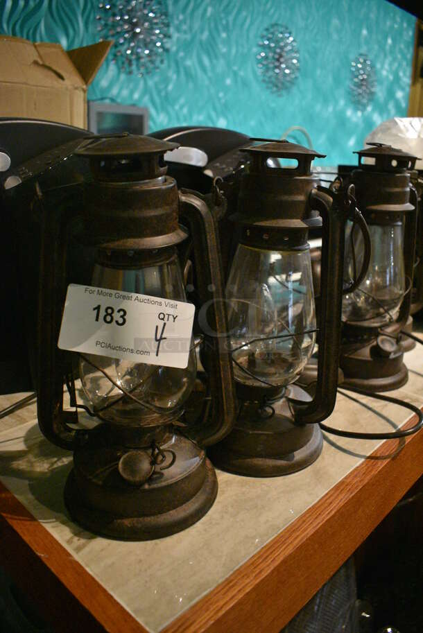 4 Brown Metal Lamps. 7x5.5x22. 4 Times Your Bid! (bar) - Image 2 of 4