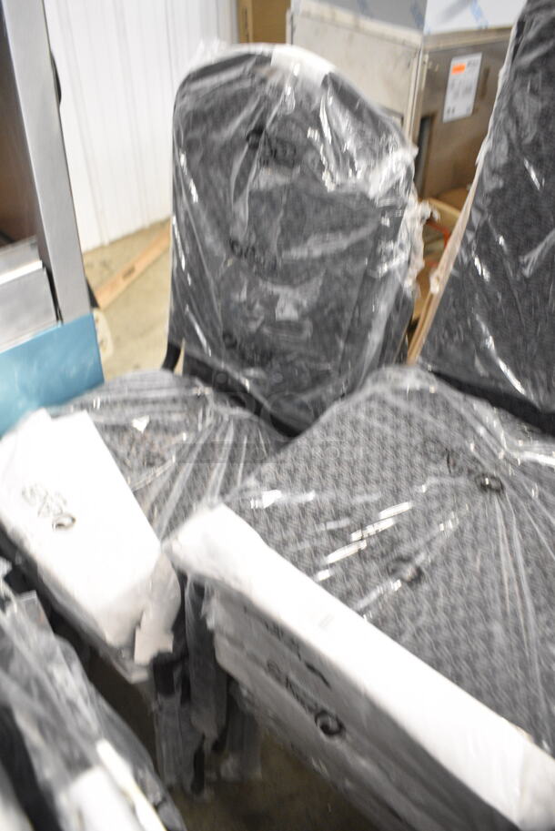38 BRAND NEW SCRATCH AND DENT! Lancaster Table & Seating 164BNQCRBLK Black Pattern Fabric Crown Back Stackable Banquet Chair with Silver Vein Frame. 38 Times Your Bid! - Image 6 of 8