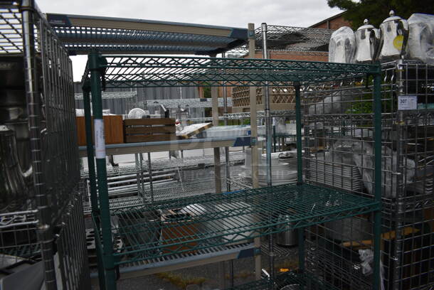Metro Green Finish 4 Tier Shelving Unit on Commercial Casters. BUYER MUST DISMANTLE. PCI CANNOT DISMANTLE FOR SHIPPING. PLEASE CONSIDER FREIGHT CHARGES. 42x21x68 - Image 3 of 4