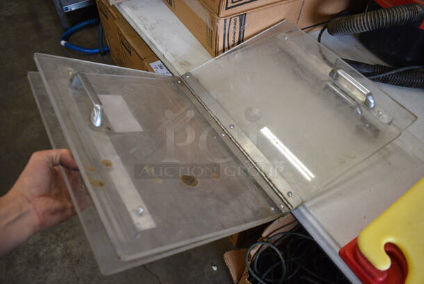 ALL ONE MONEY! Lot of 2 Clear Poly Center Hinge Lids. 15.5x24x2 - Image 4 of 4