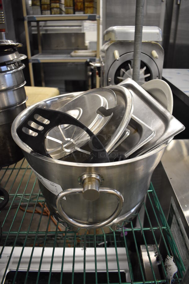 Metal Bin w/ Various Stainless Steel Lids. Includes 19x15x9 - Image 1 of 4