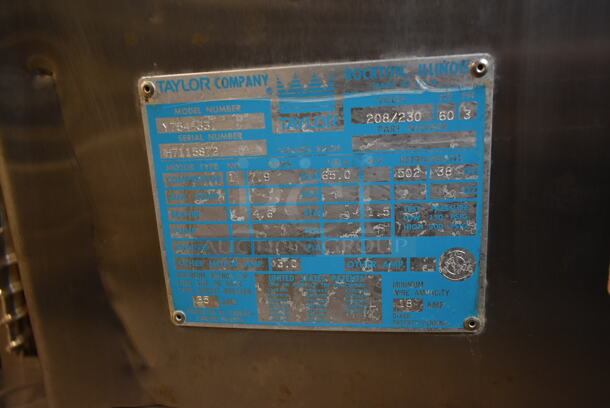 Taylor 754-33 Stainless Steel Commercial Floor Style Water Cooled 2 Flavor w/ Twist Soft Serve Ice Cream Machine on Commercial Casters. 208-230 Volts, 3 Phase. - Image 6 of 10