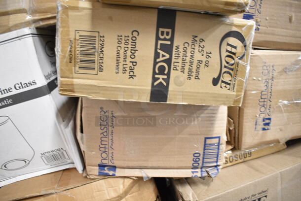 PALLET LOT of 25 BRAND NEW Boxes Including 500CFT Lavex White C-Fold Standard Weight Towel - 2400/Case, 347SLWG12A Visions 12 oz. Heavy Weight Clear Plastic Stemless Angled Wine Glass - 64/Case, Tuxton GAS-008 TuxTrendz Artisan Sagebrush 11 5/8" China Plate - 12/Case, 50016W Choice 16 oz. White Poly Paper Hot Cup - 1000/Case, 129MCR16B Choice 16 oz. Black 6 1/4" Round Microwavable Heavy Weight Container with Lid - 150/Case, 500LFLAT42 Choice Clear Plastic Flat Lid with Straw Slot 42 oz. - 500/Case, 127RD168 Choice Deli Container, Delta Faucet 27C4842 Deck Mount Lavatory Faucet with 1.5 GPM Aerator, Hooded Blade Handles, and CER-TECK Cartridges, 4790005T Stolzle Assorted Specialty 5.75 oz. Nick and Nora Glass - 6/Pack, 127RD16BULK Choice 16 oz. Customizable Microwavable Translucent Round Deli Container - 500/Case, 461002 Tork Dispenser, 128HD8COMBO ChoiceHD 8 oz. Microwavable Translucent Plastic Deli Container and Lid Combo Pack - 240/Case, 128HD8BULK ChoiceHD 8 oz. Microwavable Translucent Plastic Deli Container - 480/Case. 25 Times Your Bid!  - Image 7 of 12