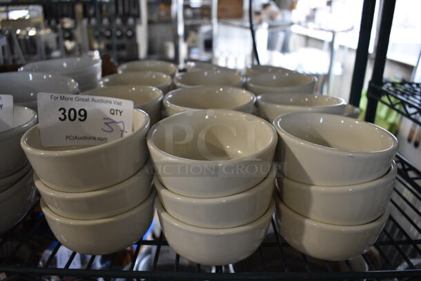 37 White Ceramic Bowls. 4.5x4.5x2. 37 Times Your Bid! - Image 1 of 3