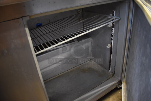 McCall Stainless Steel Commercial Sandwich Salad Prep Table Bain Marie Mega Top on Commercial Casters. One Caster and One Door Need To Be Reattached. 115 Volts, 1 Phase. 59x30x43. Tested and Powers On But Temps at 41 Degrees - Image 5 of 7
