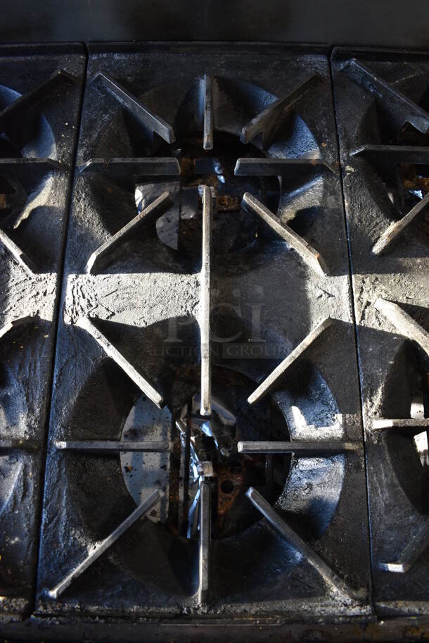 US Range C836-6 Stainless Steel Commercial Natural Gas Powered 6 Burner Range w/ Oven. Missing Burners. 36x39x41 - Image 7 of 9