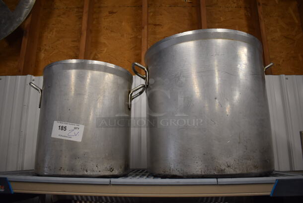 2 Various Metal Stock Pots. 22x18.5x18.5, 17.5x13.5x14.5. 2 Times Your Bid!