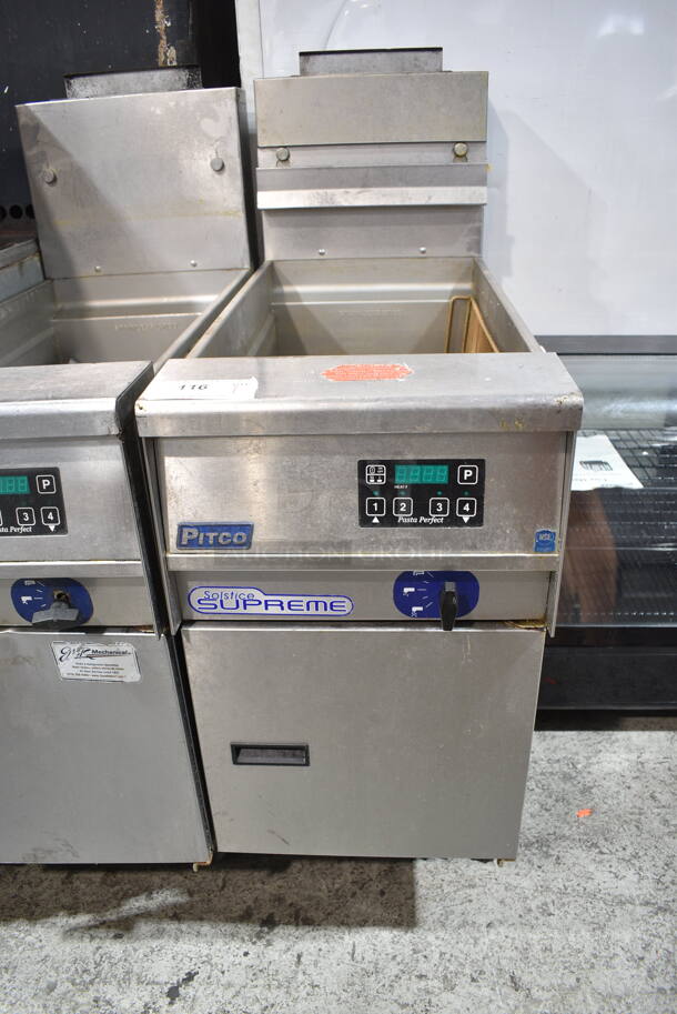 2021 Pitco Frialator SSPG14 Solstice Supreme Stainless Steel Commercial Floor Style Natural Gas Powered Pasta Cooker on Commercial Casters. 60,000 BTU. - Image 1 of 5