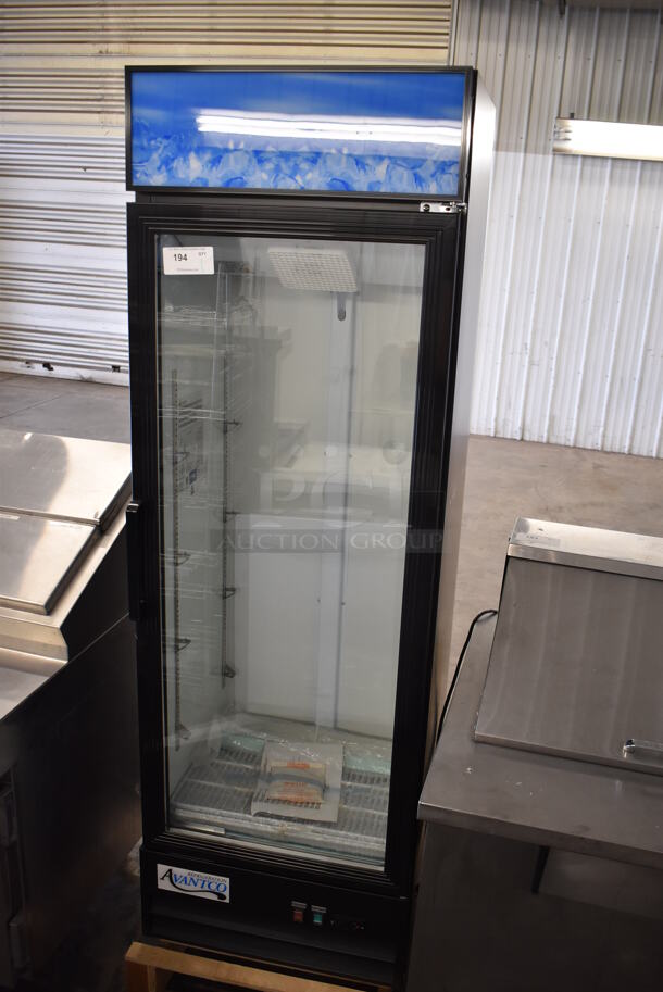 BRAND NEW! Avantco 178GDC15HCB Metal Commercial Single Door Reach In Cooler Merchandiser w/ Poly Coated Racks. 115 Volts, 1 Phase. 25x24x79. Tested and Working! - Image 3 of 6