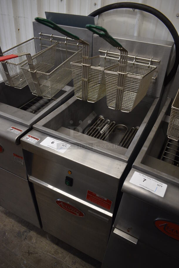 Avantco Model 177EF40B Stainless Steel Commercial Floor Style Electric Powered 40 Pound Capacity Deep Fat Fryer w/ 2 Metal Fry Baskets. 208 Volts, 1 Phase. 15.5x30x45 - Image 3 of 6