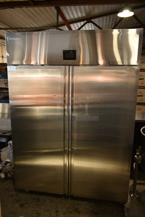 BRAND NEW SCRATCH AND DENT! 2022 Delfield GAHPT2-S Stainless Steel Commercial 2 Door Reach In Pass Through Warmer w/ Poly Coated Racks on Commercial Casters. 115 Volts, 1 Phase.  - Image 1 of 9
