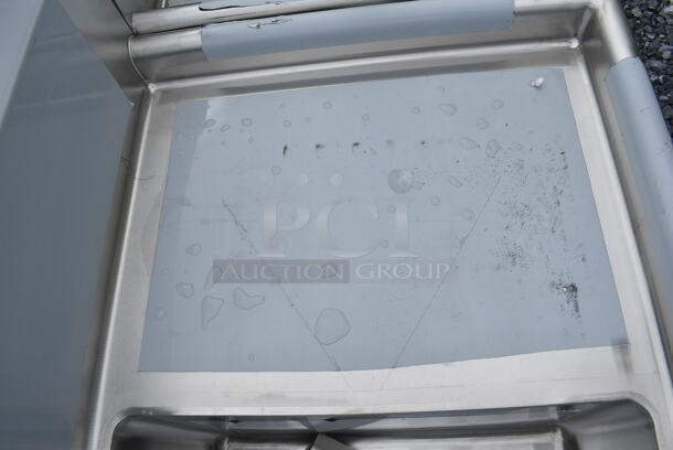 BRAND NEW SCRATCH AND DENT! Regency 600S31620218 88" 16 Gauge Stainless Steel Three Compartment Commercial Sink with Galvanized Steel Legs and 2 Drainboards - 16" x 20" x 12" Bowls - Image 4 of 9
