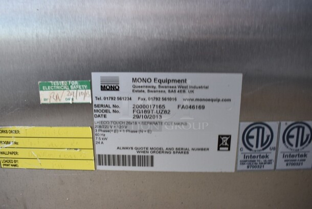 2013 Belshaw Adamatic Mono Model FG189T-UZ82 Stainless Steel Commercial Electric Powered Convection Oven w/ View Through Door. 208/220 Volts, 3 Phase. 33x46x21.  - Image 5 of 6