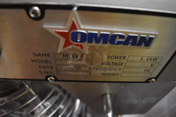 2017 Omcan SP200A Countertop 20 Quart Planetary Mixer w/ Stainless Steel Mixing Bowl, Bowl Guard, Whisk and Paddle Attachments. 110 Volts, 1 Phase. 20x23x32 - Image 5 of 7