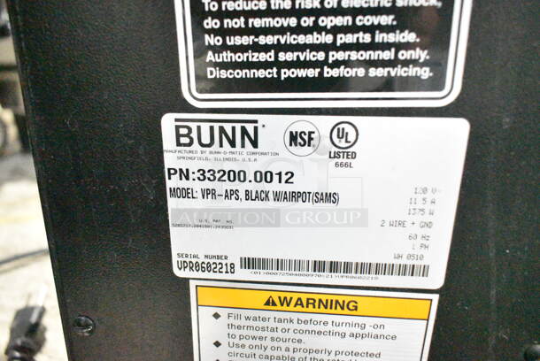 Bunn VPR-APS Stainless Steel Commercial Countertop 2 Burner Coffee Machine. 120 Volts, 1 Phase.  - Image 8 of 10