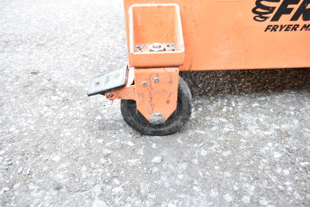 Fryclone Orange Metal Portable Oil Filter on Commercial Casters.  - Image 4 of 6