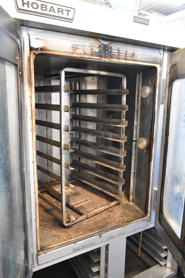 Hobart Stainless Steel Commercial Electric Powered Mini Rotating Rack Oven w/ Lower Double Pan Rack on Commercial Casters. 240 Volts, 3 Phase. - Image 2 of 9
