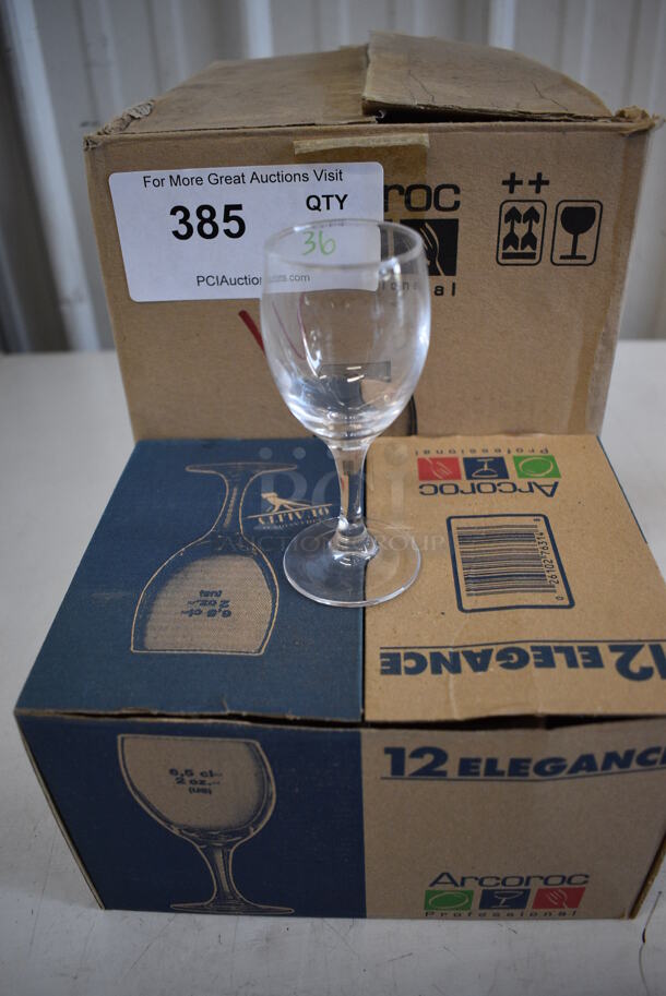 36 BRAND NEW IN BOX! Arcoroc 6.5 oz Wine Glasses. 2x2x4.5. 36 3017SS