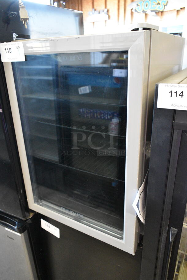 Frigidaire EFMIS9000 Metal Mini Cooler Merchandiser. See Pictures For Broken Glass Door Pane. 115 Volts, 1 Phase. Tested and Working!  - Image 2 of 4