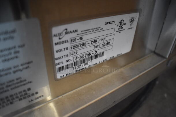 BRAND NEW SCRATCH AND DENT! 2022 Alto Shaam ED2-96 Stainless Steel Commercial Countertop Heated Display Case with Curved Glass. See Pictures for Broken Glass Panel. 120/208-240 Volts, 1 Phase. - Image 8 of 11