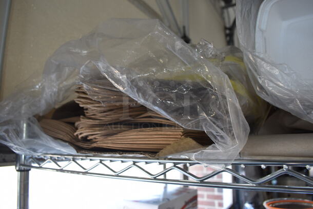 ALL ONE MONEY! Lot of To Go Containers, Green Plastic Bags and Brown Paper Bags! - Image 3 of 4