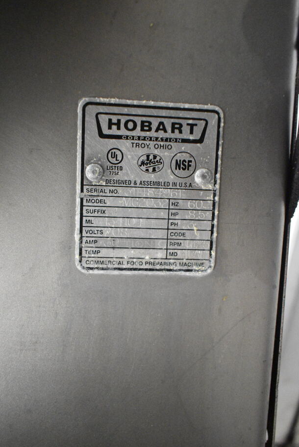 Hobart MG2032 Metal Commercial Floor Style Electric Powered Meat Mixer Grinder w/ Foot Pedal on Commercial Casters. 208 Volts, 3 Phase. Tested and Working! - Image 9 of 10