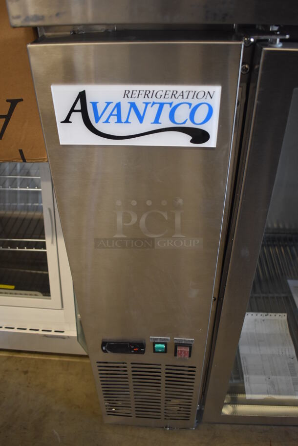 BRAND NEW SCRATCH AND DENT! Avantco 178UBB2GHCS Stainless Steel Commercial 2 Door Back Bar Cooler Merchandiser. Missing Outer Glass Pane on Right Hand Door. 115 Volts, 1 Phase. 59x28x37. Tested and Working! - Image 6 of 10