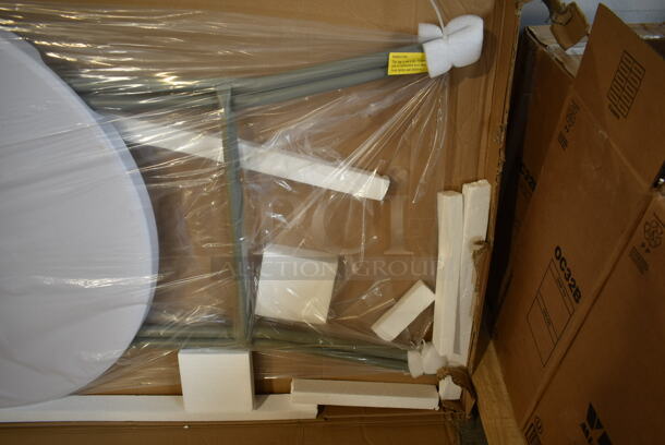 BRAND NEW SCRATCH AND DENT! Lancaster Table & Seating 384YCZ32RNDB White Round Folding Table. Stock Picture Used as Gallery. - Image 3 of 6